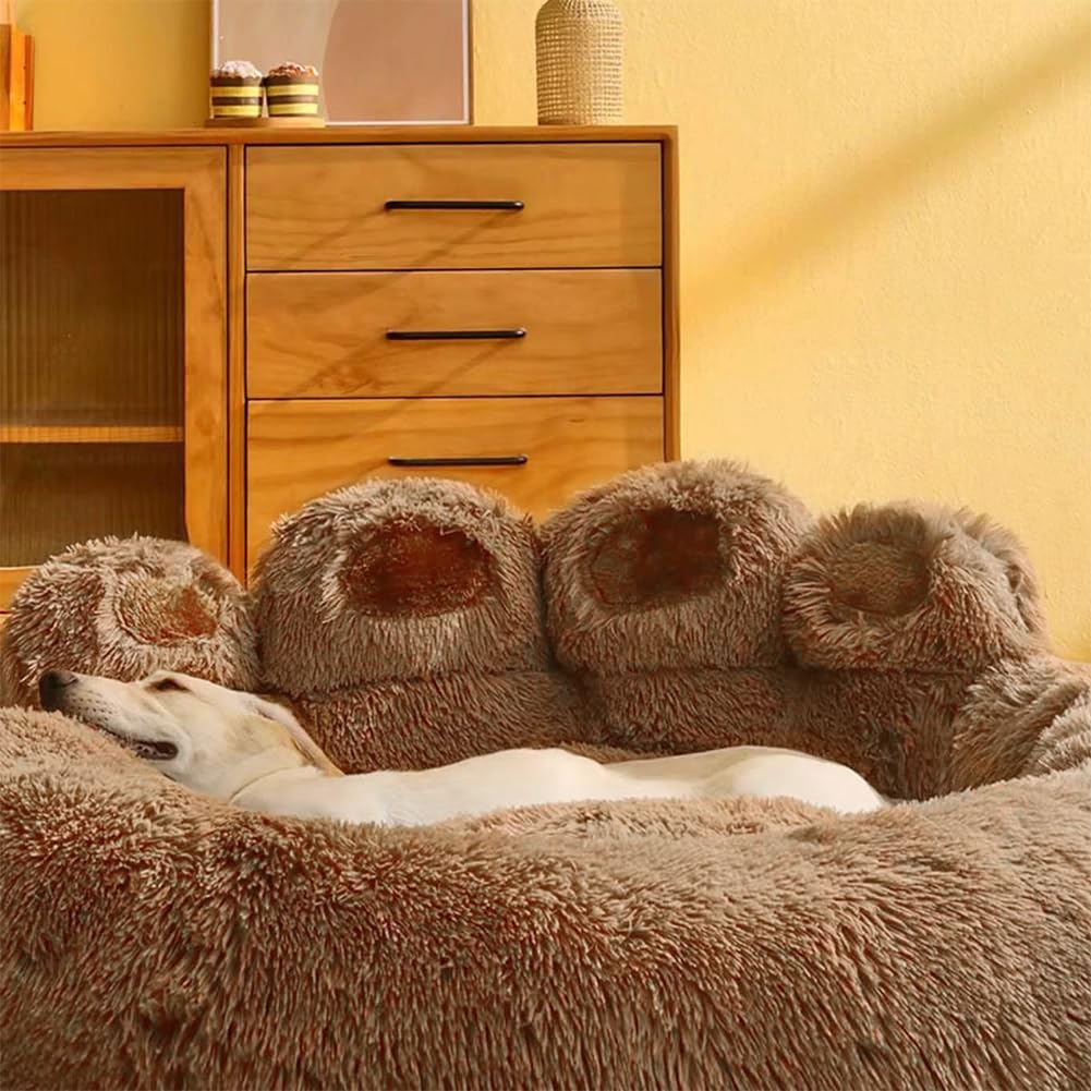 سرير للكلاب والقطط، سرير قابل للغسل، سرير من القطيفة للكلاب الكبيرة والمتوسطة والصغيرة من سومكايل (كبير، 90 سم)