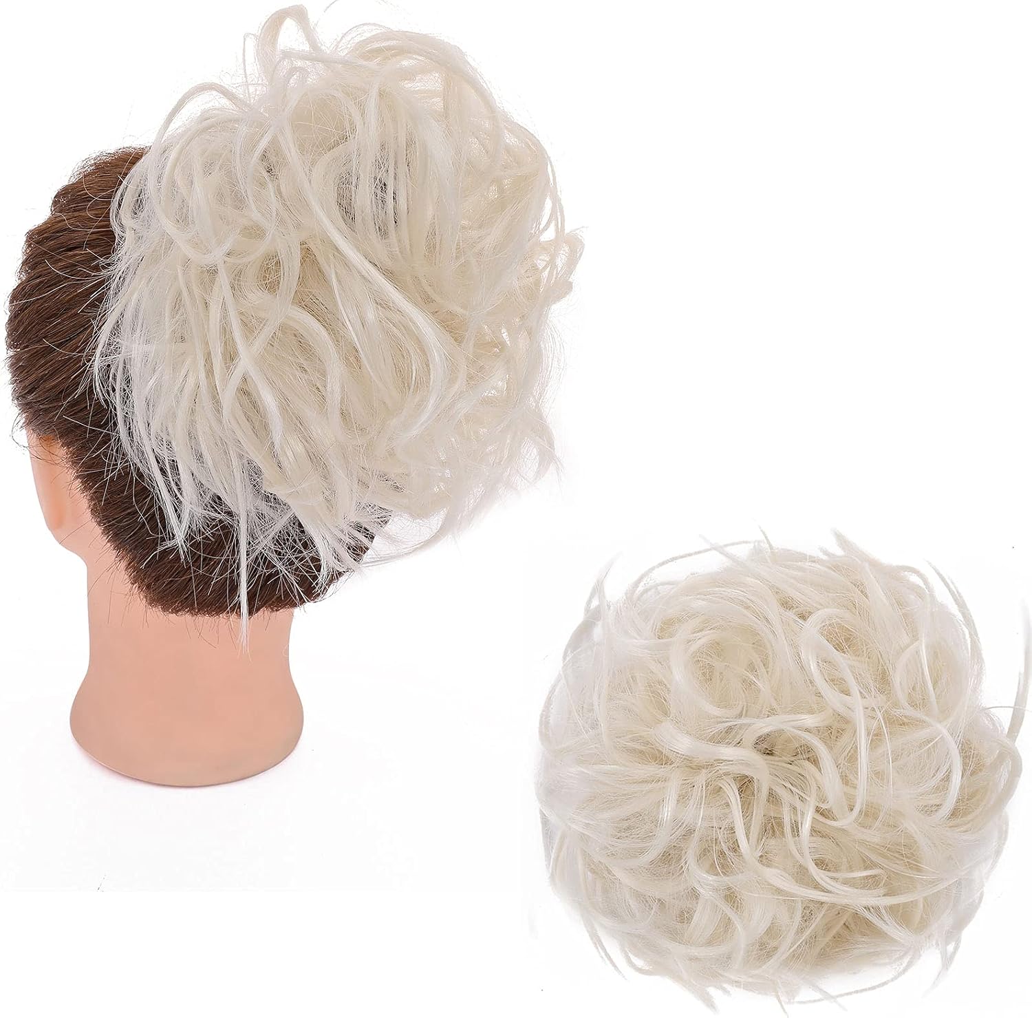Fashion Tousled Hair Extensions Hairpiece Scrunchie Straight Elastic updo Scrunchy BUN Brown Blonde Instant Ponytail wig Hairdo White Blonde