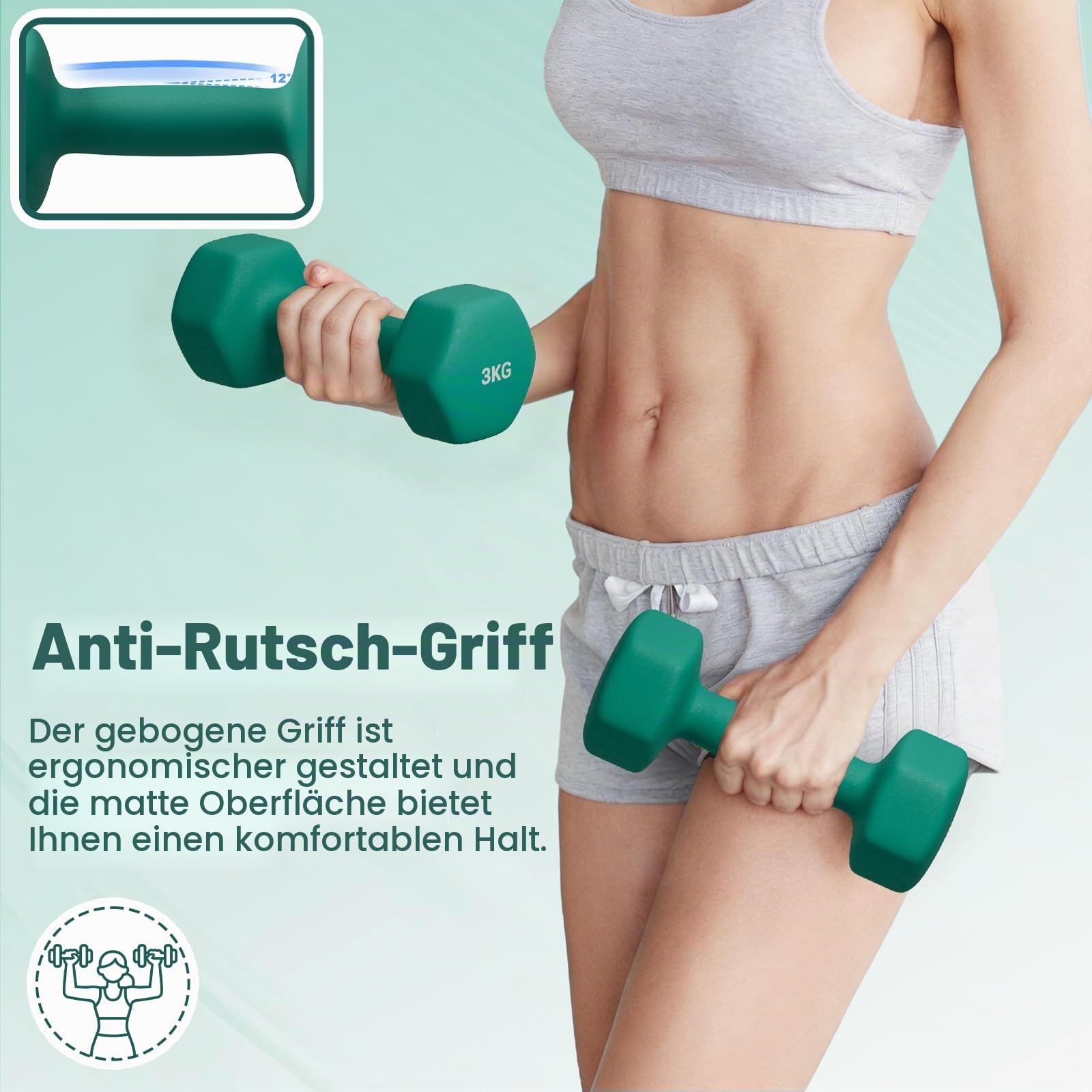 Dripex Hanteln Set, 3 Paar enthält 1kg-3kg oder 1kg - 5kg mit Ständer Aufbewahrung, 12kg oder 18kg Kurzhanteln Neopren für Zuhause