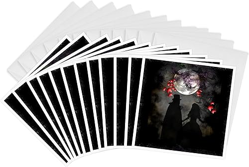 3dRose Romance gótico arte oscuro - Tarjetas de felicitación, 6 x 6 pulgadas, juego de 12 (gc_21484_2)