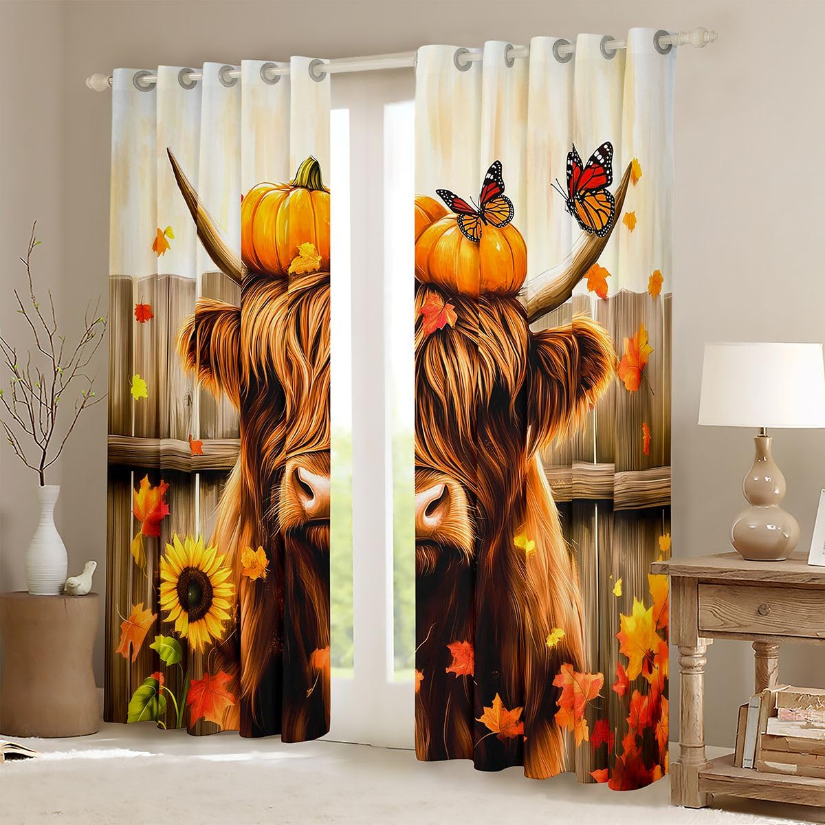Homewish Schottisches Hochlandrind Verdunklungsvorhänge 245x140(HxB)