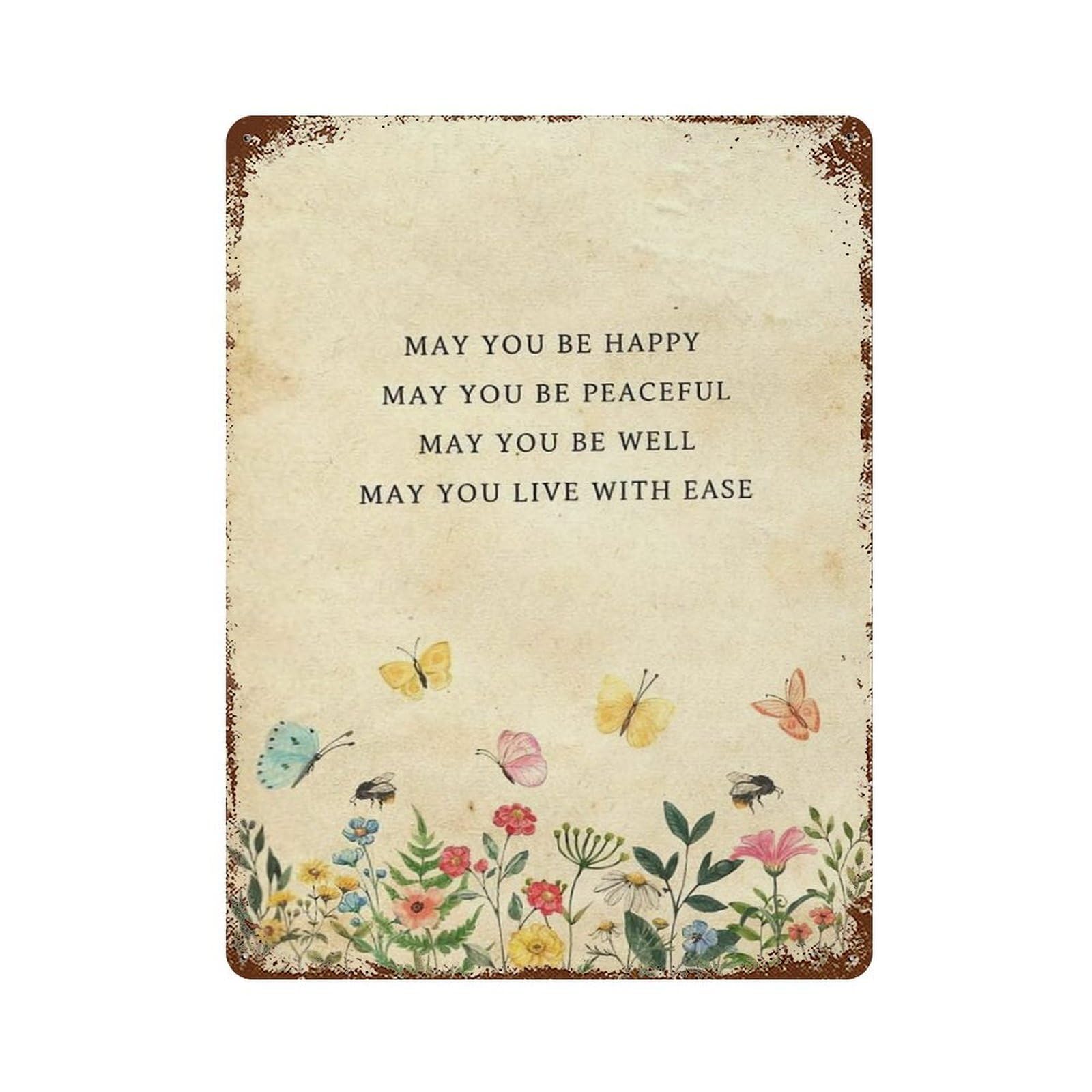 xiaoxiaoshen Quote Metta Prayer Wall Decor Art Metal Tin Poster Modern Home Decor Art Home Bar Shop Decorations Vintage Sign 40x30cm