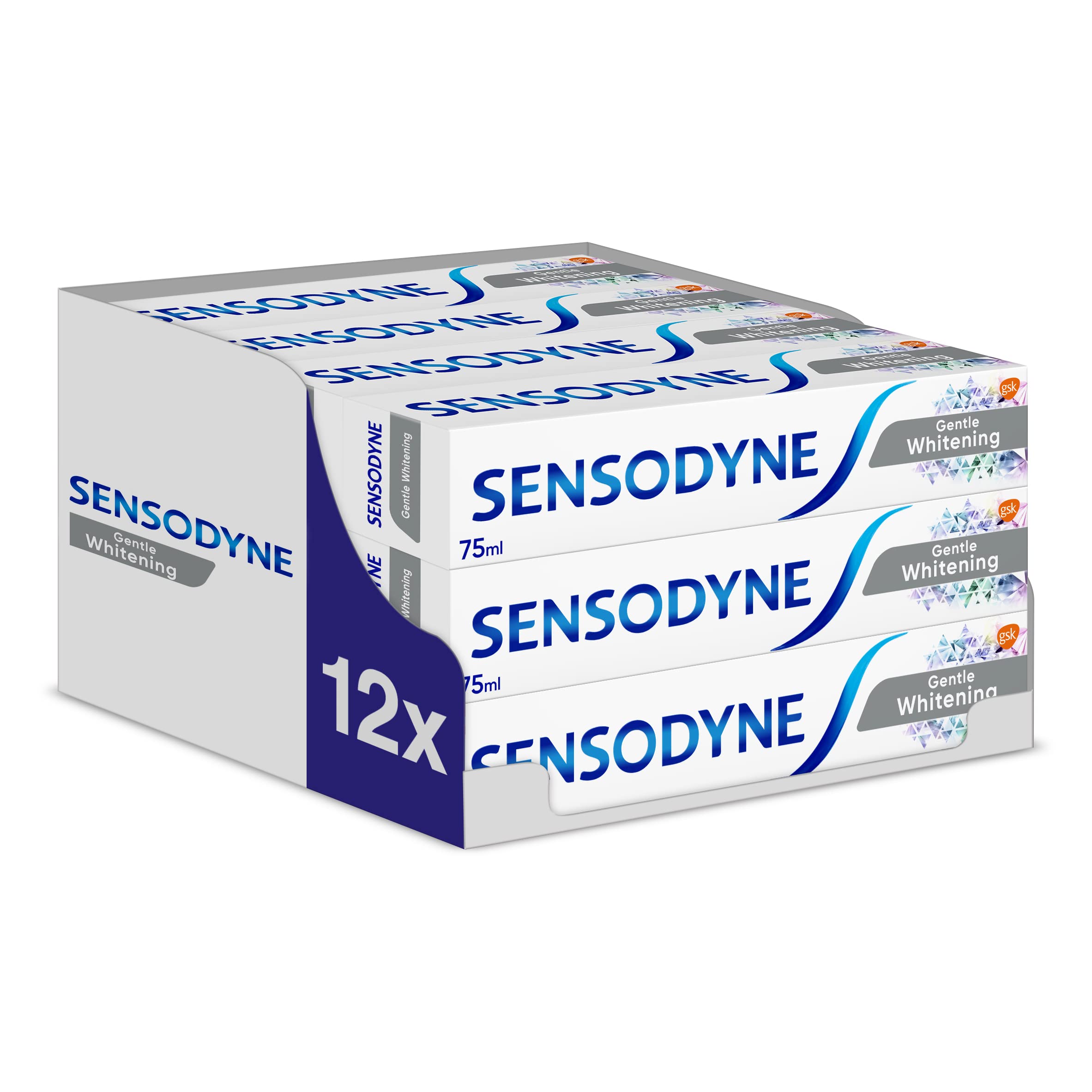 Sensodyne Delikatna wybielająca pasta do zębów, delikatna codzienna pielęgnacja, 75 ml, opakowanie 12 szt