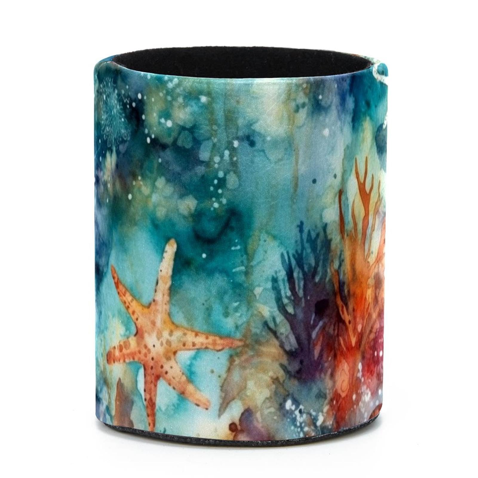 VAPOKF Round Pencil Holders for Desk, Starfish Shell Pen Holders Pen Pot Makeup Brushes Storage Desktop Stationery Supplies Organiser for Home Office