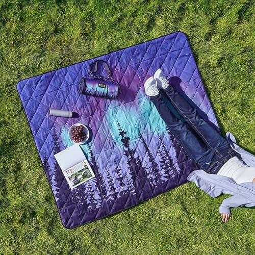 Weatherproof Vintage Tragbare Picknickdecke (152,4 x 182,9 cm) – faltbare und sanddichte Strand- und Campingdecke – mit Tragegurt (Sterne)