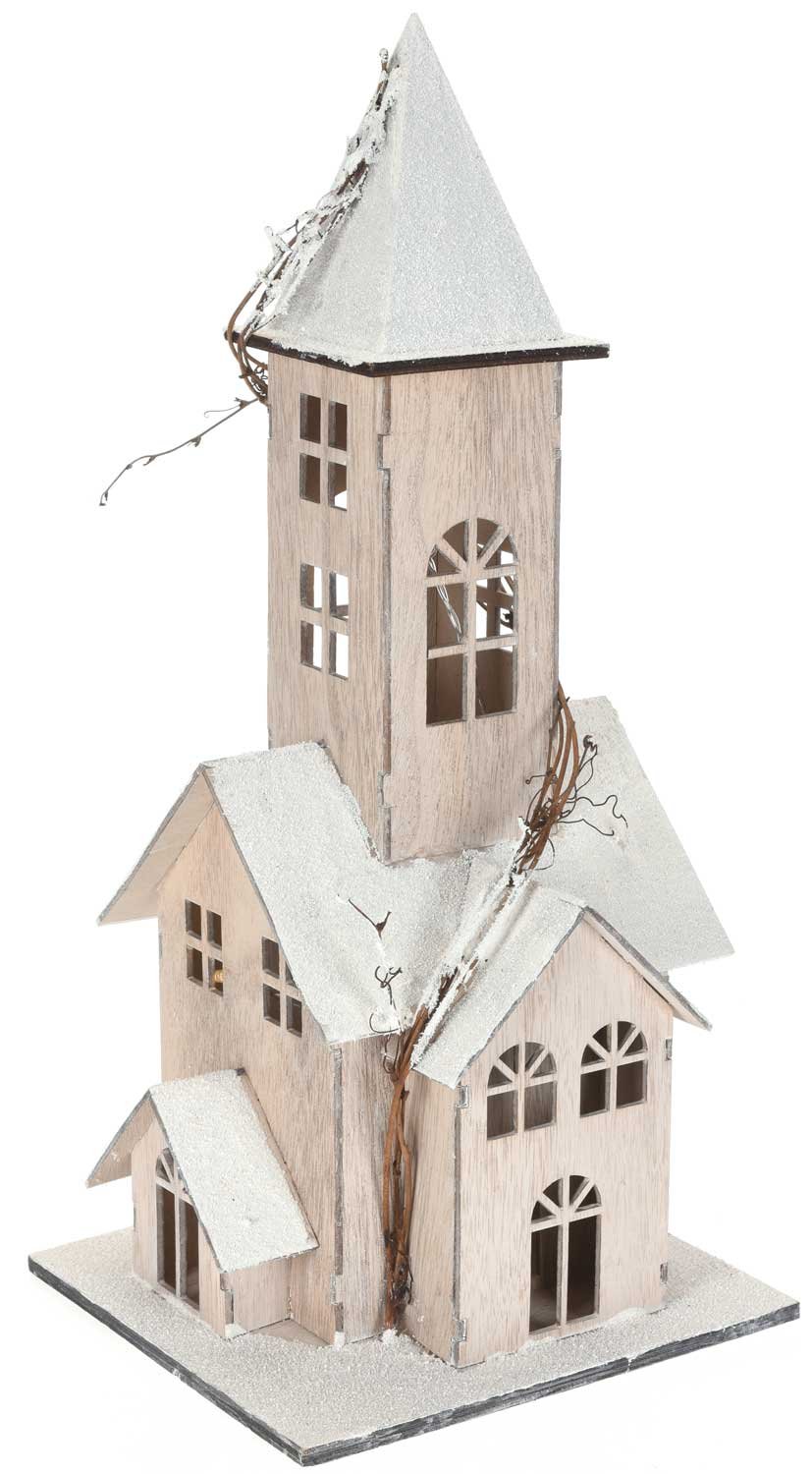 Maison en bois avec LED 48 cm pour illuminer vos soirées d'hiver