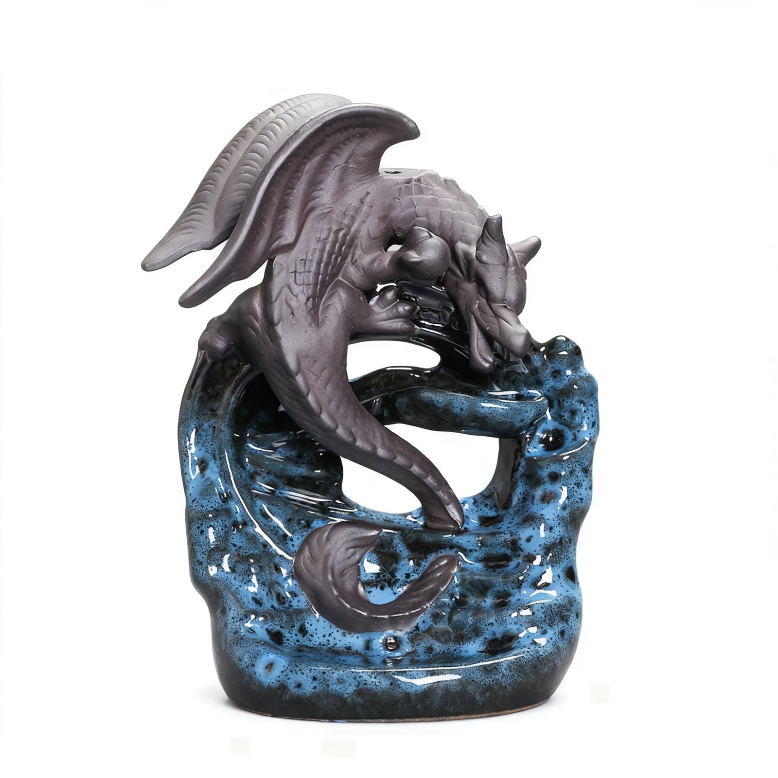 Siduytin Blue European Style Incense Burner Glaze Dragon Handcrafted