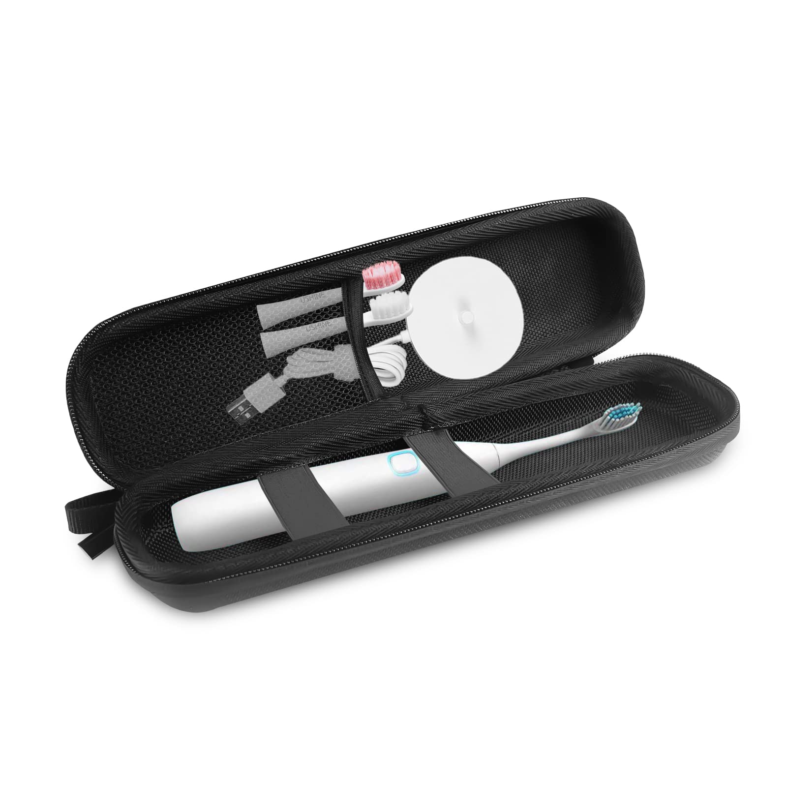 Gvolatee Etui odporne na wstrząsy, etui ochronne do Philips/Sonicare lub innego modelu tego samego rozmiaru, skóra PU, odporna na wstrząsy trwała, higieniczna - czarna, czarny