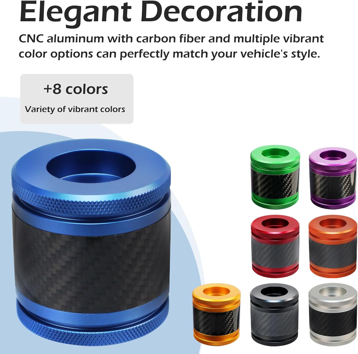 Crash Bar Sliders End Caps CNC Carbon Fiber Inlay Decorative Sliders Fits for 1.25" Front Engine Guard Rear Saddlebag Guard CNC 60mm (Blue)