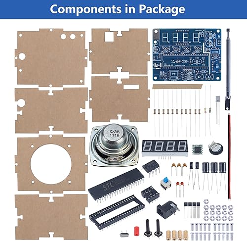 Miniatura 2 de MiOYOOW Kit de radio F, kit de práctica de soldadura de radio ajustable de 87-108 MHz, módulo de radio digital de bricolaje, proyectos de