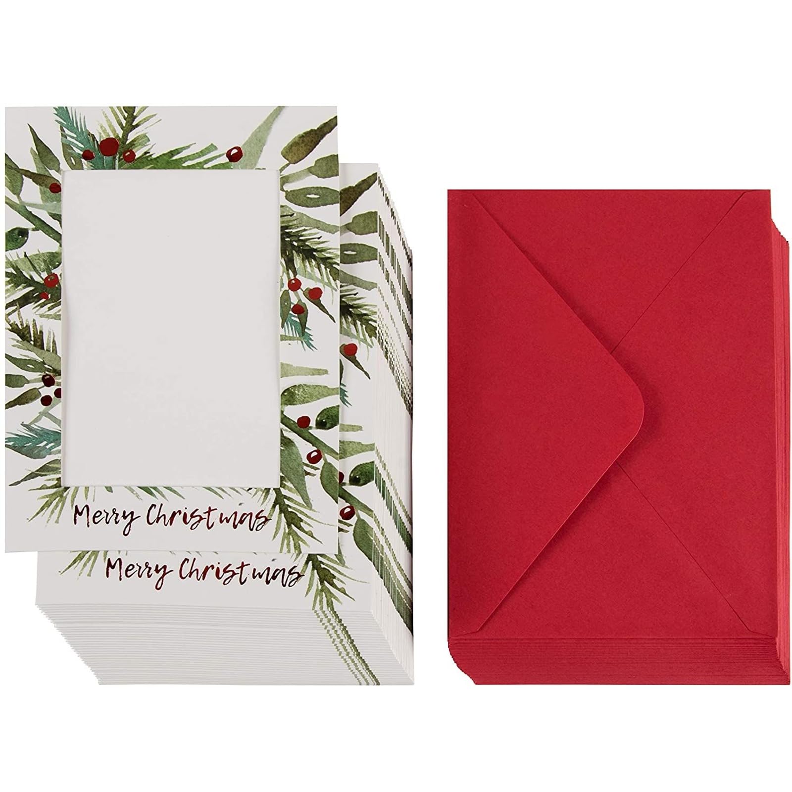 36-Pack Christmas Photo Greeting Card – Red Foil Photo Holder Sleeve, Holiday Photo Frame with Envelopes, Holds 5 x 7 Inches Inserts Office Products