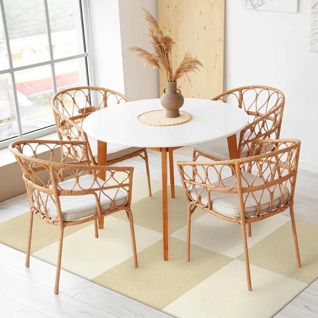 Carreaux de moquette à décoller et à coller, 61 x 61 cm, carreaux de moquette rembourrés doux, autocollants par boîte, 40 m² pour maison, salon, chambre à coucher, bureau, blanc cassé
