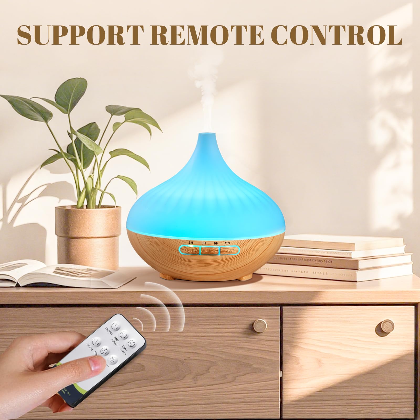 AESHORY 500ml Aroma Diffuser Mit 12 x 5ml Ätherische Öle, Ultraschall Aromatherapie Diffuser Luftbefeuchter, 7 Farbigem LED Licht, 4 Timer, Fernbedienung
