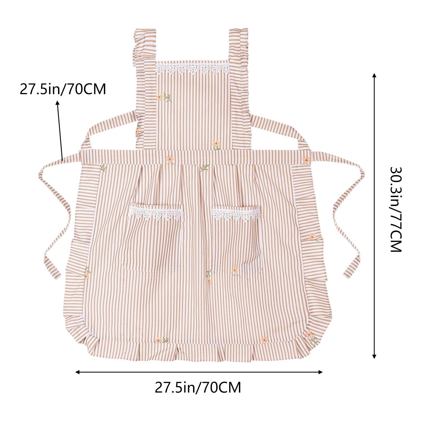 Delantales divertidos para mujer con bolsillos, para cocina, parrilla, barbacoa, lindo delantal de chef, día de la madre, regalos de cumpleaños para mujeres, Marrón/Rayas, M