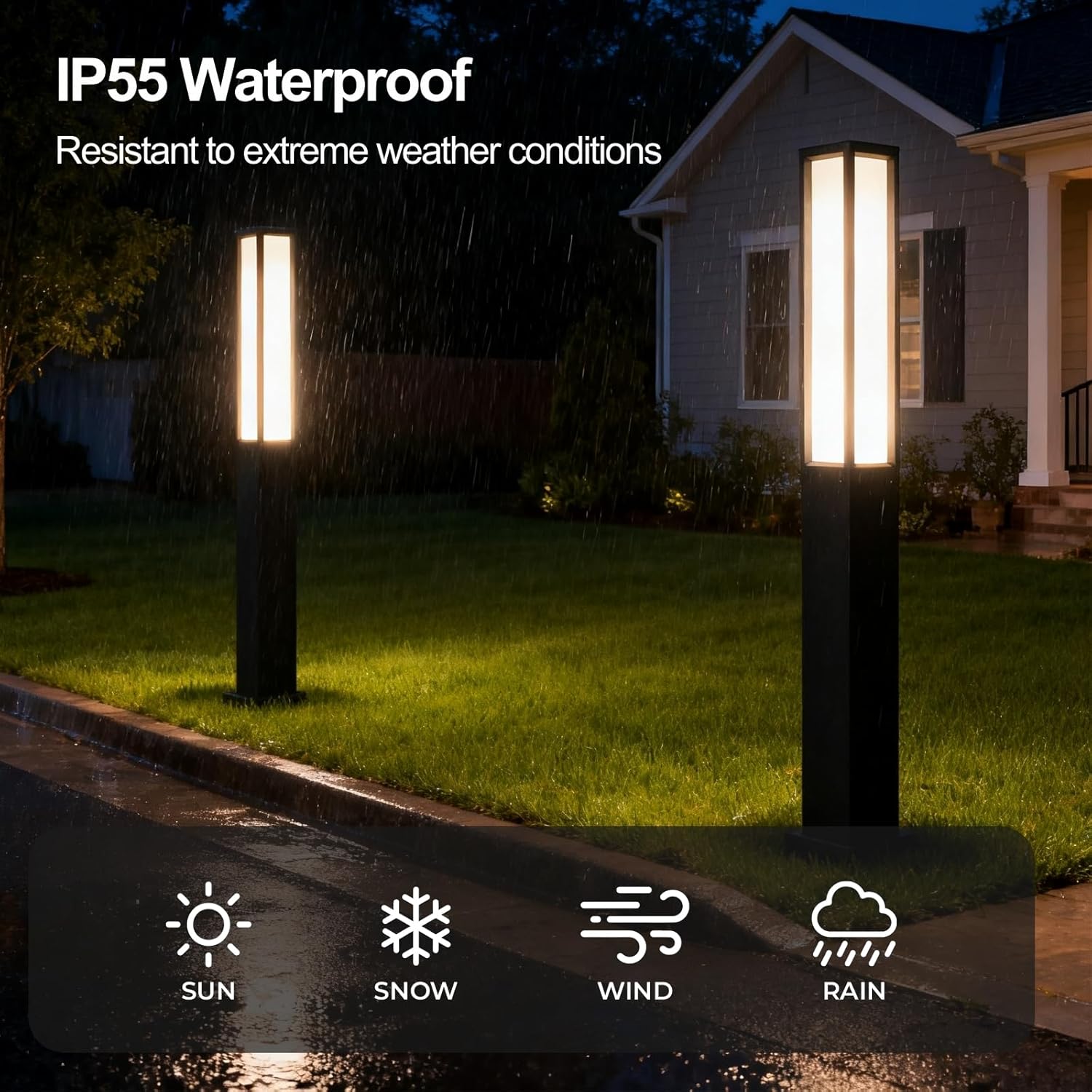 SkyGlow 71" Lamp Post Light, 12V Low Voltage Aluminum LED IP55 Waterproof Outdoor Modern Landscape Bollard Lights, Curb Appeal for Lawn Garden Pathway Path Patio Courtyard Driveway Decoration