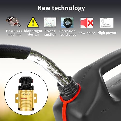 Miniatura 2 de Bomba de transferencia de gas de 12 V, bomba de transferencia de gasolina eléctrica portátil, bomba de transferencia de fluidos que mueve hasta 125
