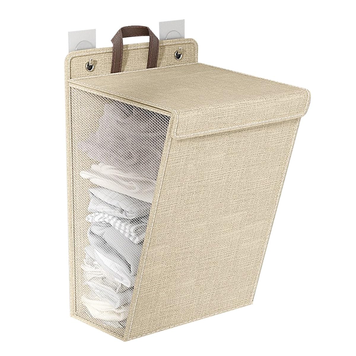 Folding Laundry Basket Household Storage,Wall-mounted foldable with lid Hanging Mounted Dirty Clothes