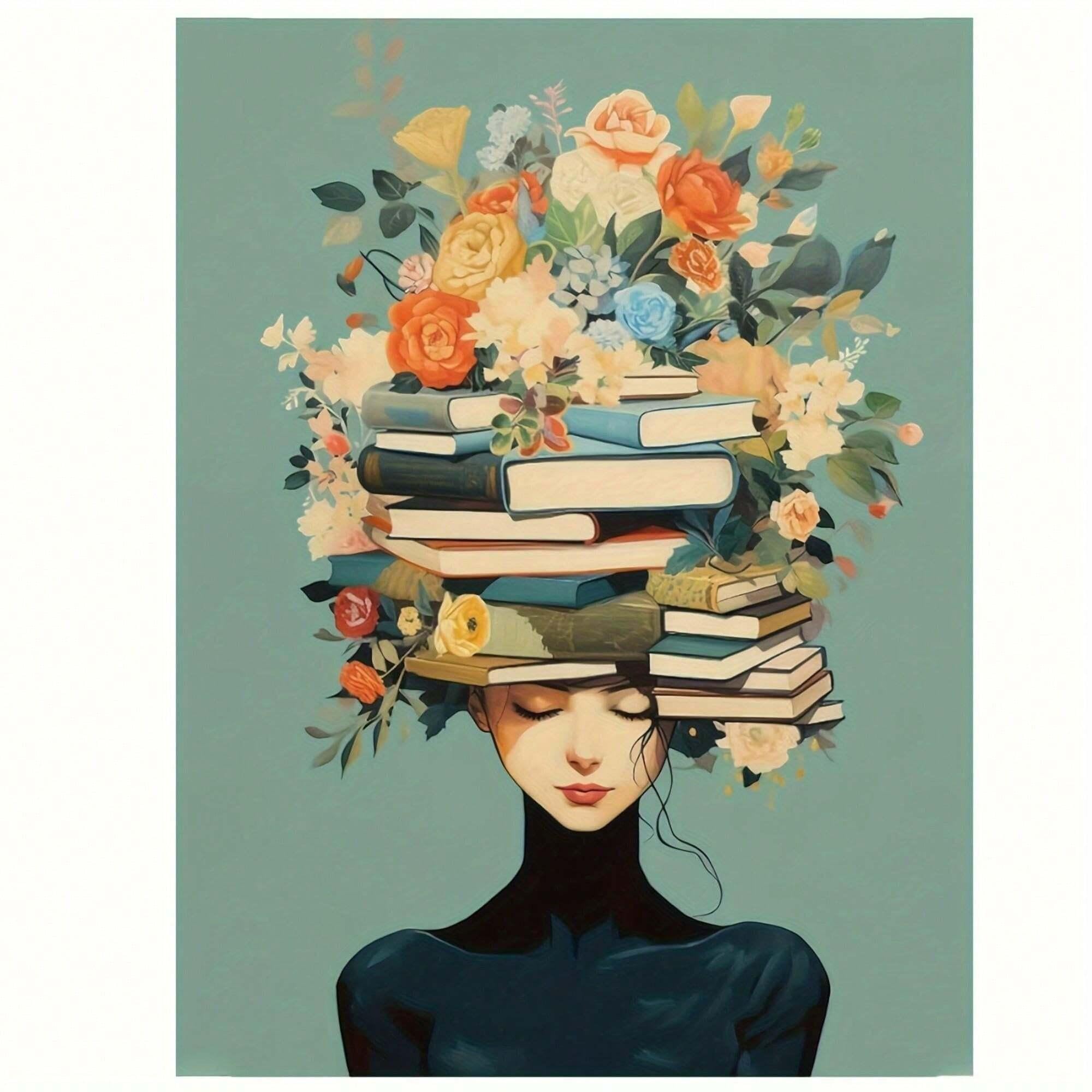 Affiche florale de bibliothèque déco murale salon vintage 50x70 - 8