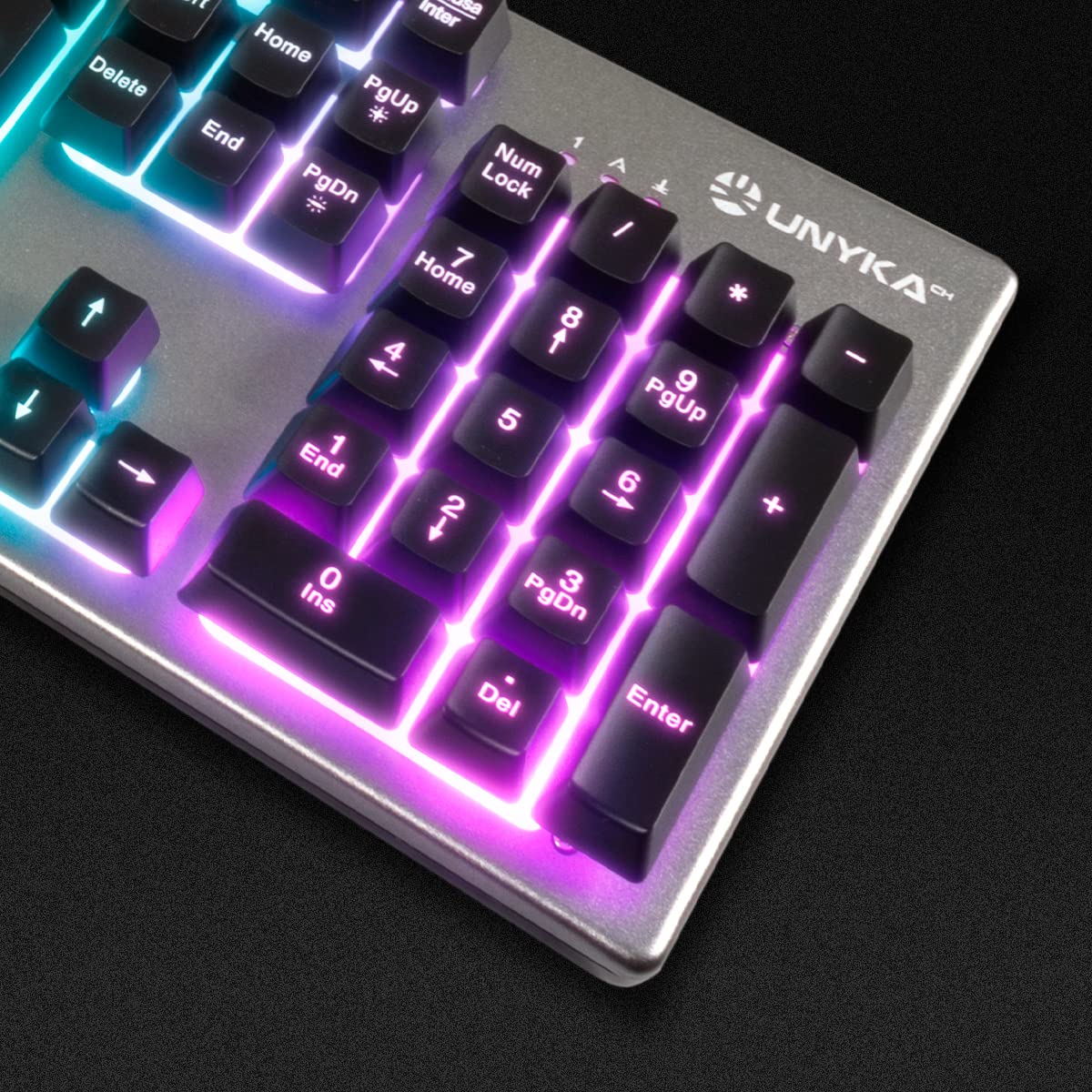 Unykach Teclado PORTUGUÉS Gaming Nova K244, 105 Teclas QWERTY | Cable USB, Retroiluminación LED RGB, Efecto Arco Iris, Ergonómico