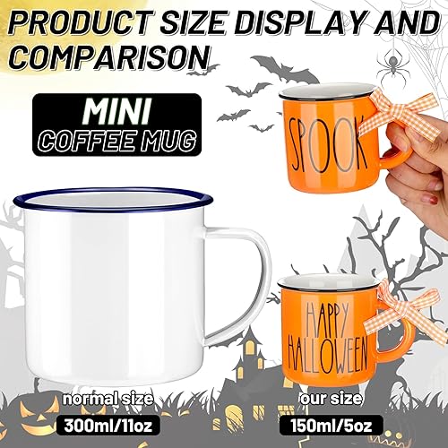 Miniatura 3 de Juego de 6 tazas de café de Halloween, diseño de calabaza, fantasma, bruja, mini tazas de café, bandeja escalonada, decoración para Halloween,