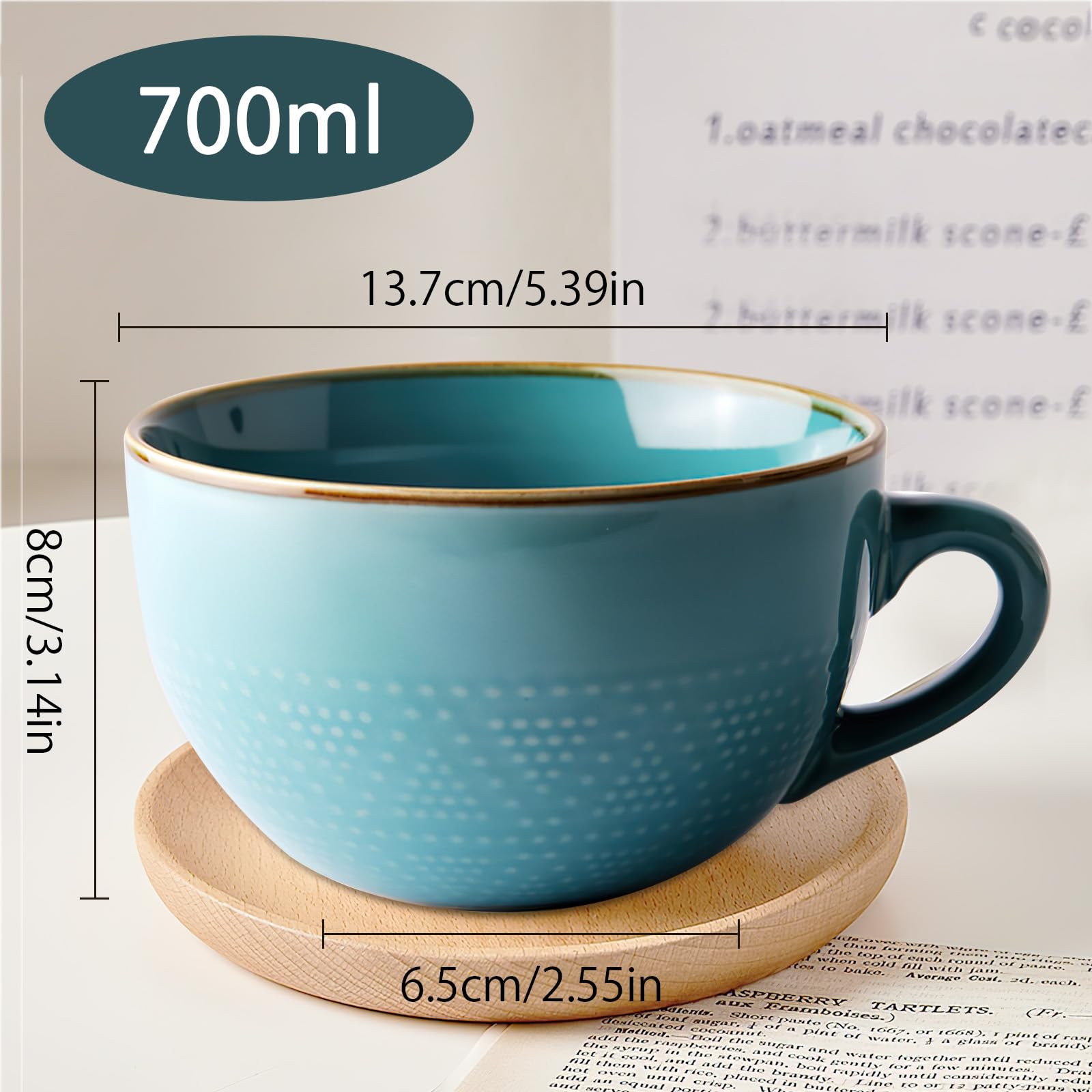 Tazza Da Caffè XXL In Ceramica 700ml - Gres Resistente Per Cappuccino, Cereali E Insalate - Foto 5