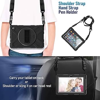 Amazon.co.jp: 360度回転式 Fire 7 （2022）ケース 肩掛け Fire 7 背面