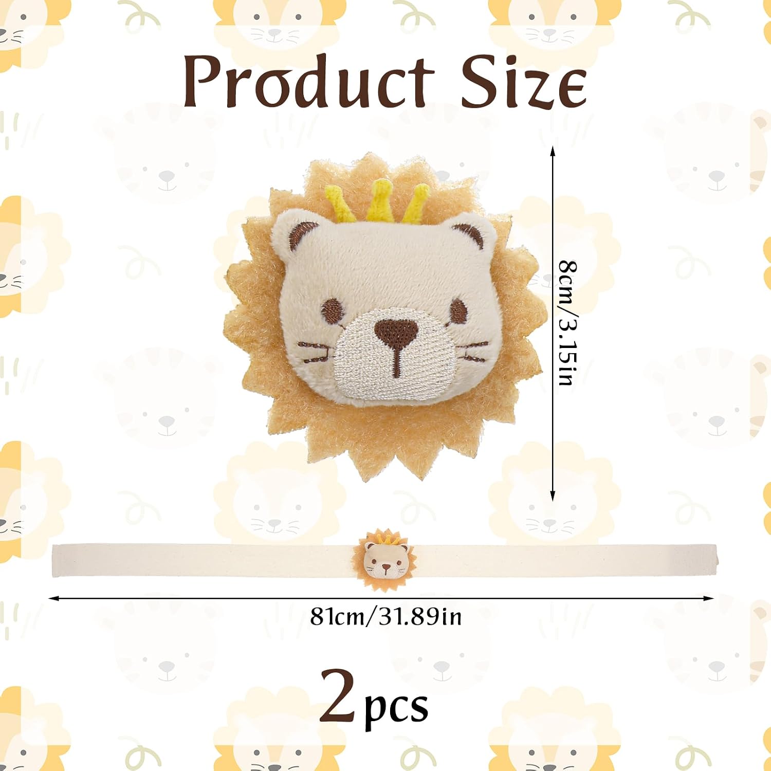 ElevateTech Cute Animal Curtain Tiebacks, 2 Pack Cartoon Lion Curtain Ties Decorative Embroidered Animal Shape Curtain Holdbacks for Home Room Bedroom Accessories Window Treatment Decor (Lion)