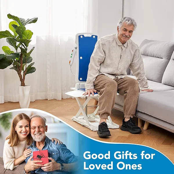 HUANUO 2-in-1 Electric Chair Lift for Elderly – Floor Lift & IP68 Waterproof Bath Lift for Tub, Foldable, 308 lbs Capacity, Remote Control, Height Adjustable 2.3"-18.9", for Fall Recovery & Home Care
