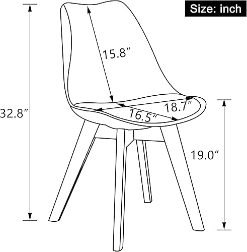 Miniatura 3 de LSSBOUGHT Sillas de comedor modernas de mediados de siglo, silla auxiliar de plástico con acolchado suave y patas de madera para comedor, sala de