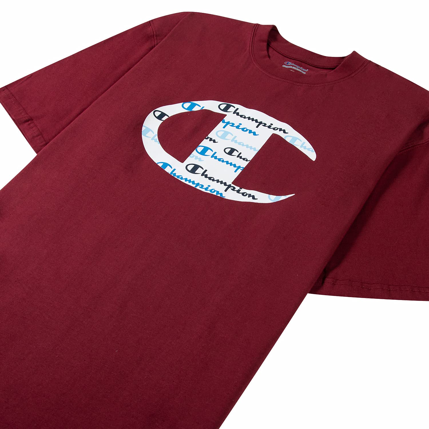 Champion Big and Tall T Shirts for Men – Crewneck Mens Big and Tall Graphic Tee Burgundy