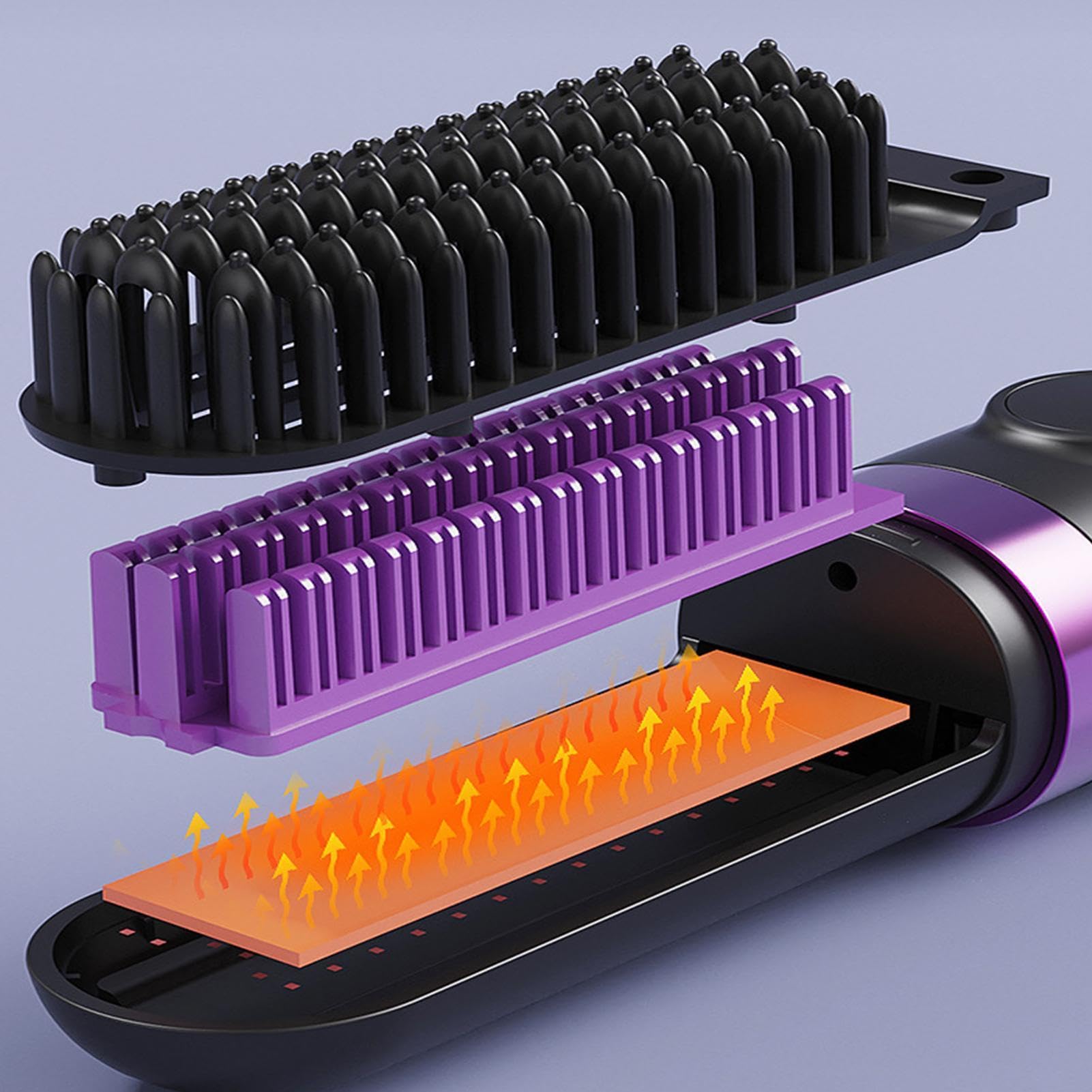 Spazzola Lisciante Senza Fili Piastra Senza Fili Con Display LED A 3 | Spazzola Piastra Styling Per Viaggio, Salone, Vacanza, Casa, Viaggio Di Lavoro, Bagno, Appartamento, Dormitorio,