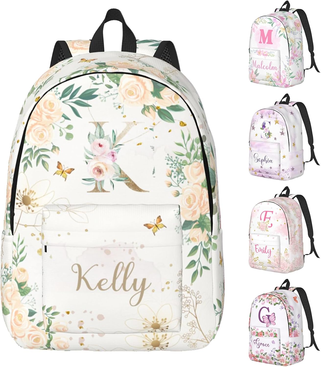 Custom Backpacks with Name for Boys Girls, Personalized Name School Backpack for Kids Teens Adults, Customized Bookbag with Shoulder Strap for School Picnic Travel