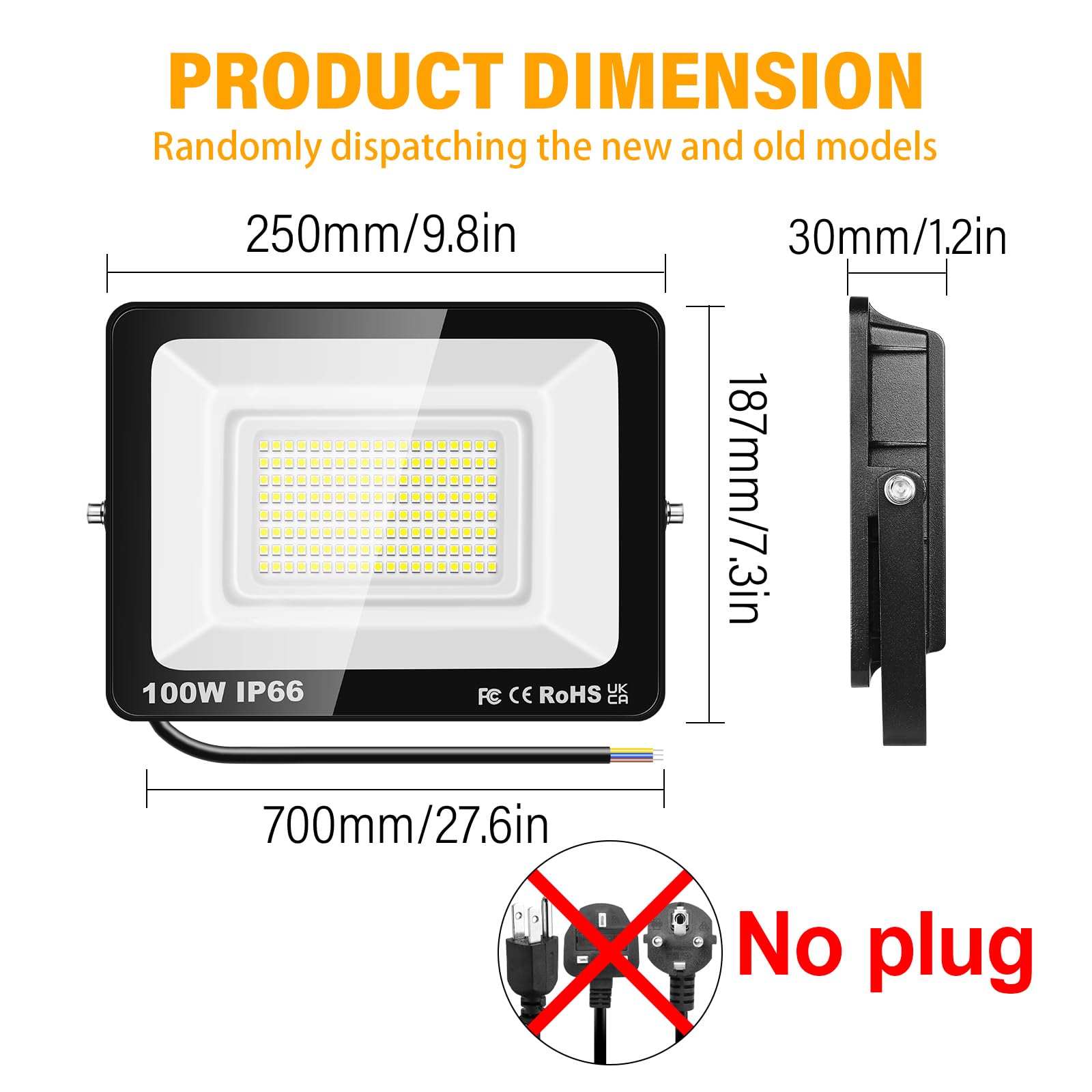 SKYWORLD 2 Pezzi Faretto Led da Esterno, 100W 10000LM Luci da Esterno