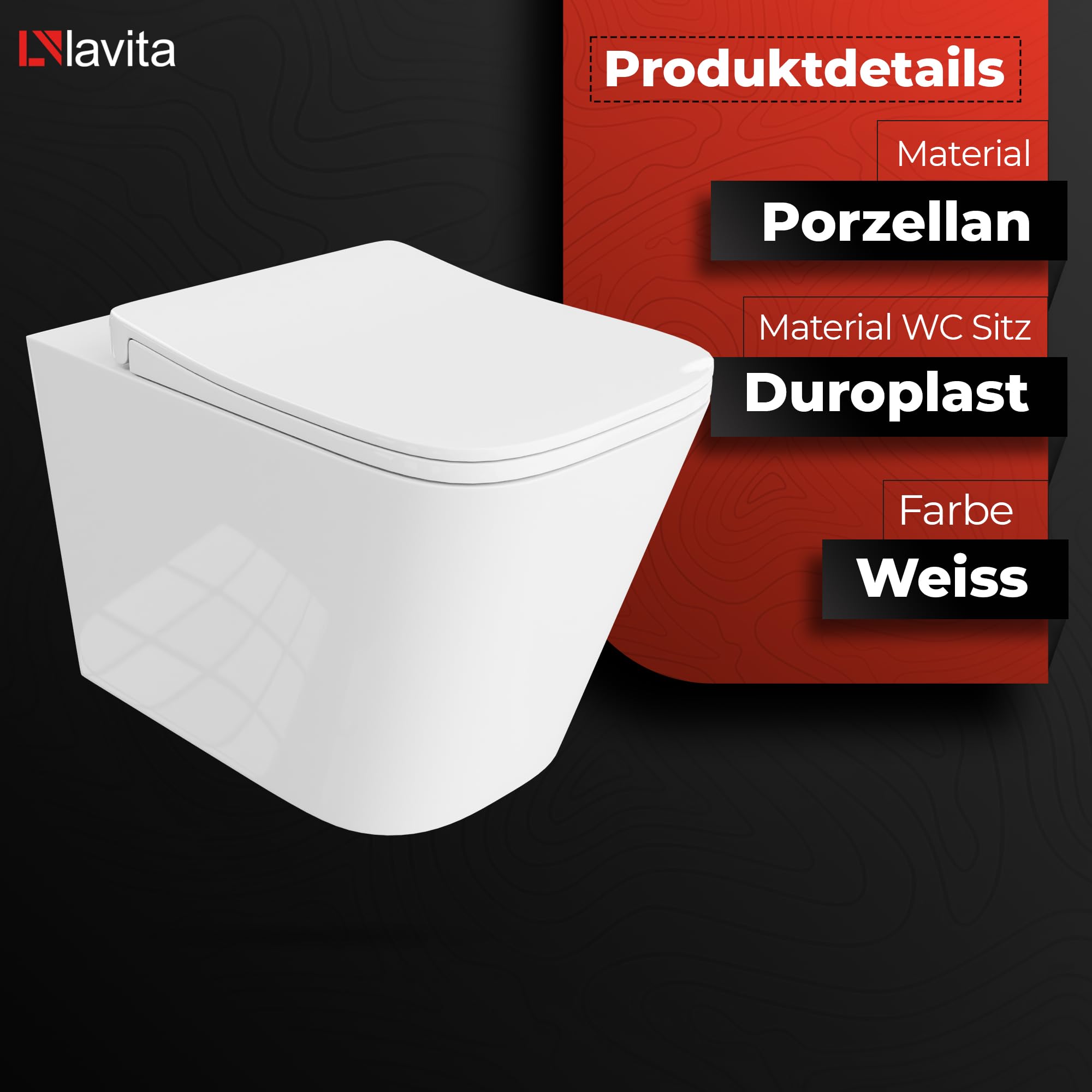 Lavita Vorwandelement Solido Start + Wand Hänge WC Maio Weiß Spülrandlos + WC Sitz mit Absenkautomatik Verchromter Knopf Komplettset Unterputz Spülkasten Toilette Komplett Sett WC