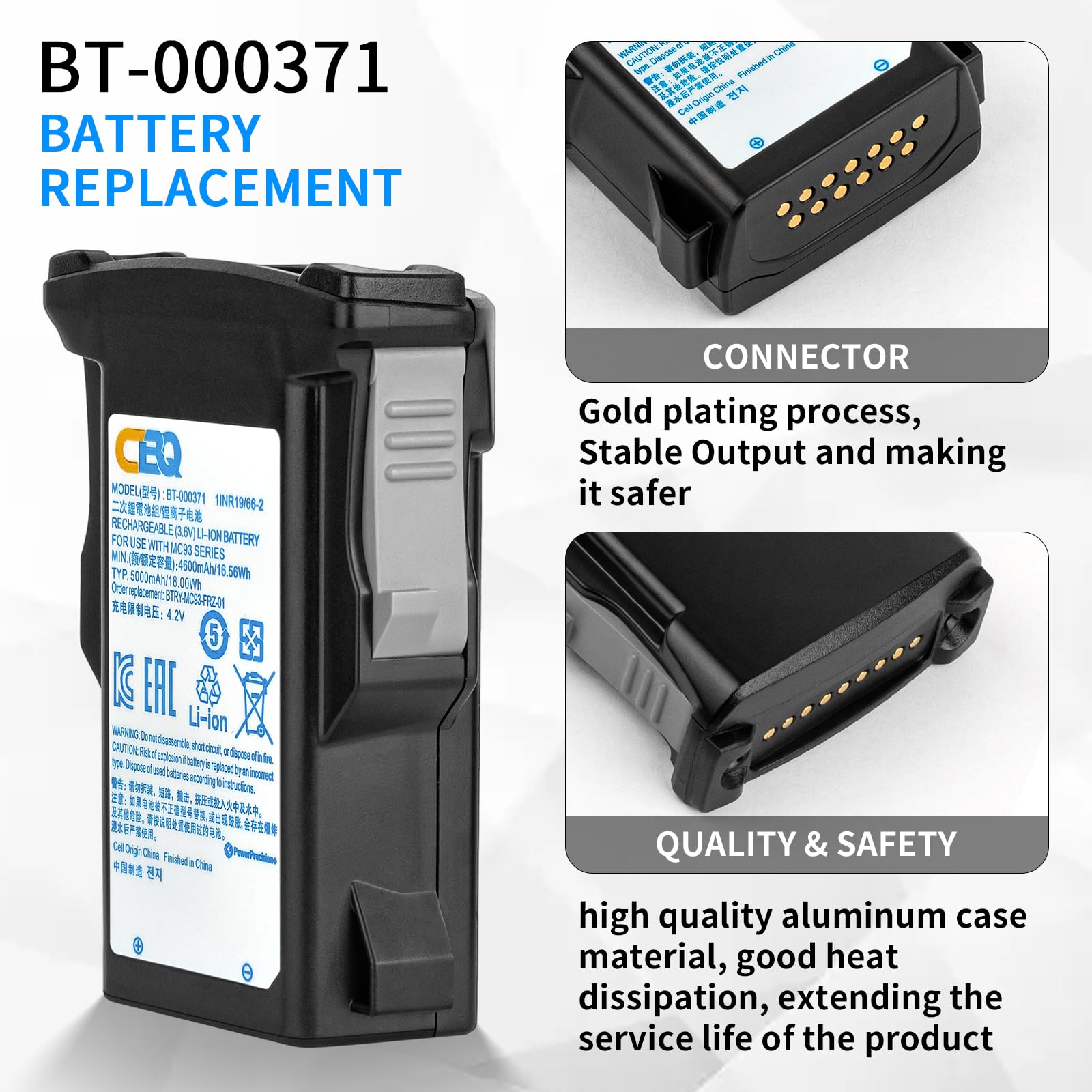 Amazon.com: CBQ BT-000370 for Zebra MC93 Battery Replacement