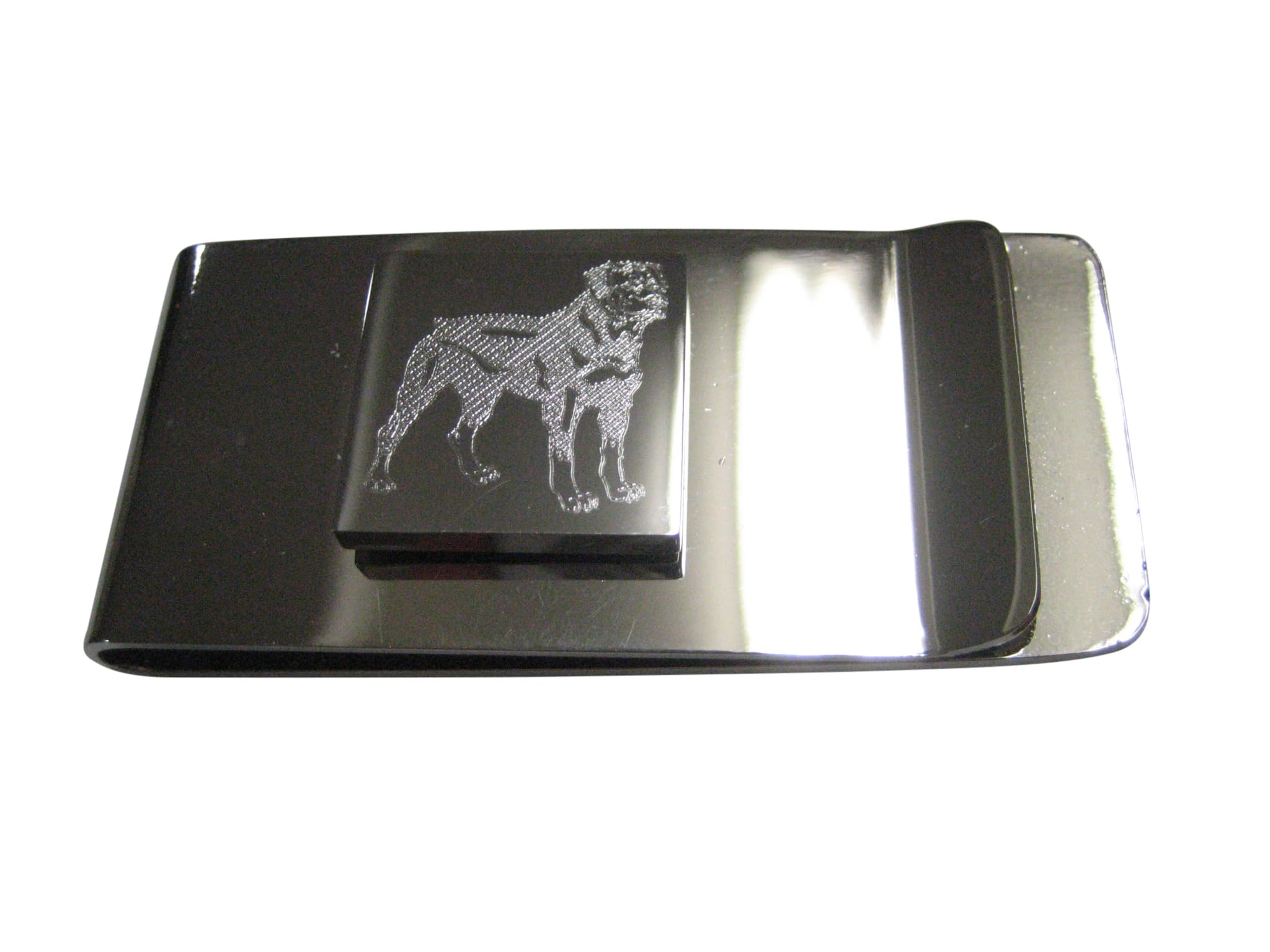 Kiola Designs Silver Toned Square Etched Rottweiler Dog Money Clip