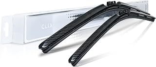 Clix Wipers Windshield Wiper Blades - Black Carbon Fiber 26" + 20" Set of 2, Universal Fit Driver & Passenger, All-Season Automotive Replacement, Easy Install