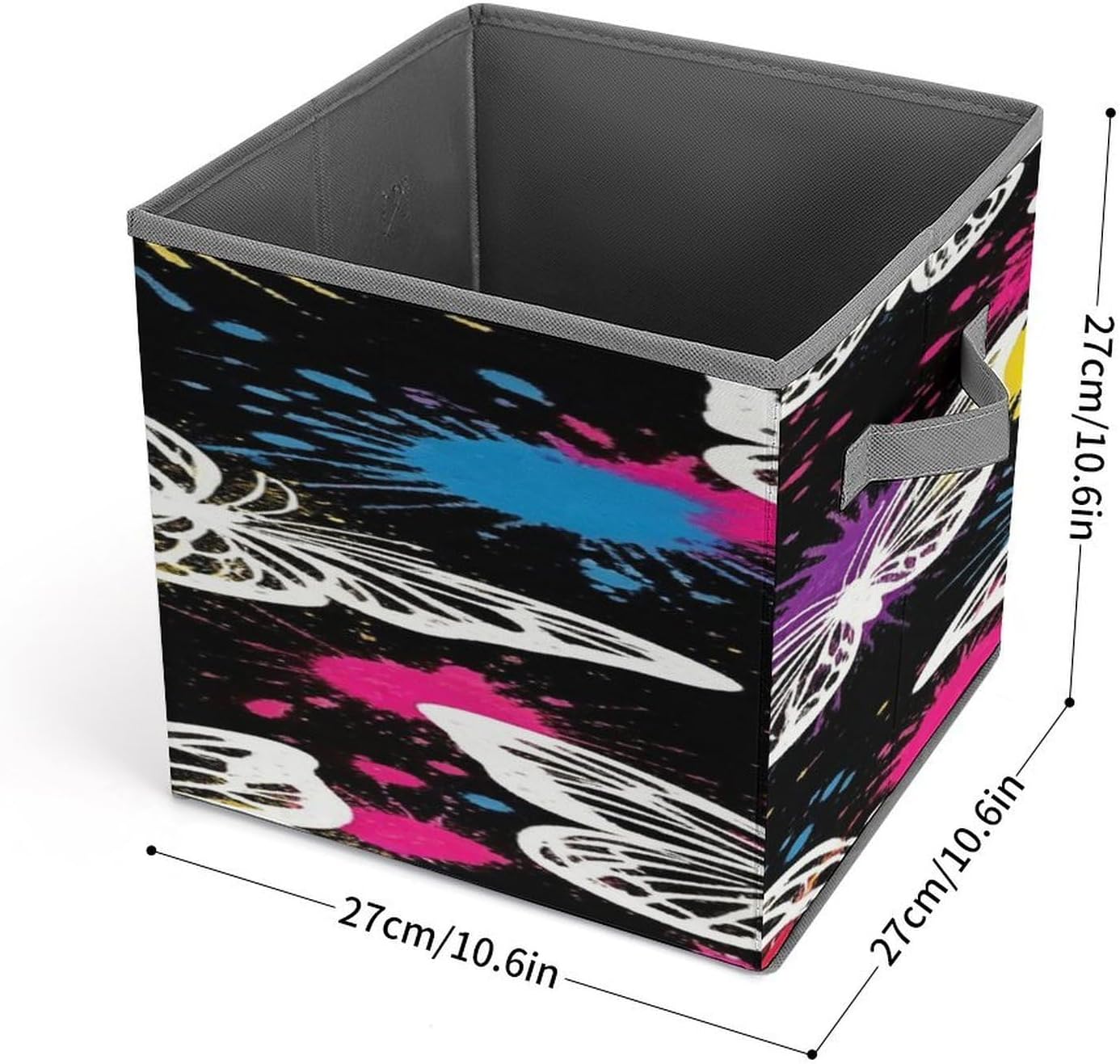 Butterflies Fabric Bins Storage Basket Square Baskets | Storage Bin with Double Handles,Cube Collapsible Organizers for Organization,Closet,Shelves,Offices
