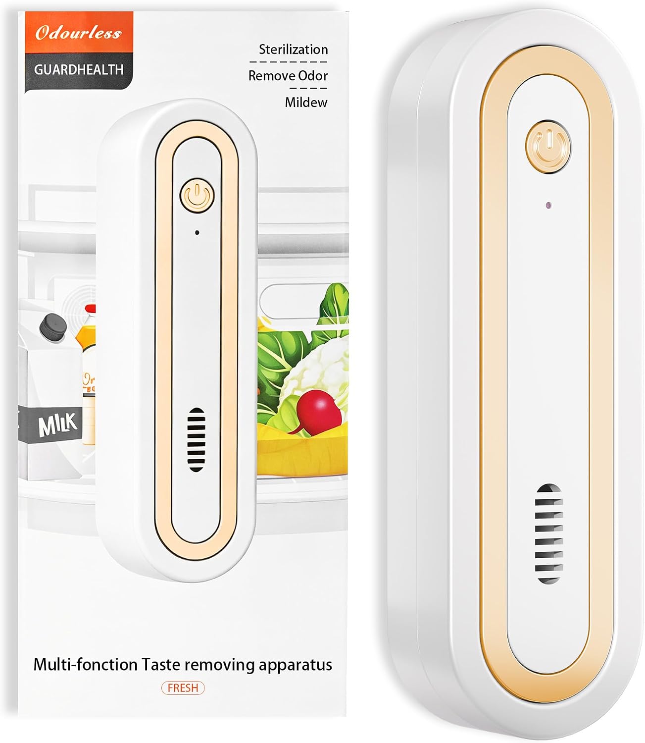 Fridge Deodorizer Rechargeable Gold, Compact 1-Pack