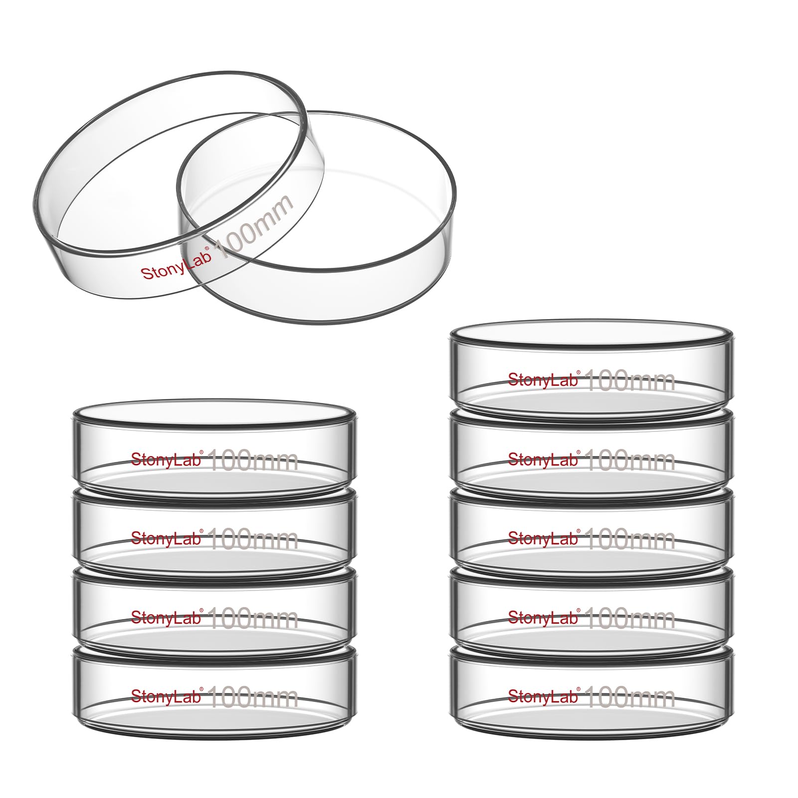 stonylab 10-Pack Glass Petri Dishes, 120x25 mm Borosilicate Glass Clear Culture Dish with Clear Lid for Laboratory — Amazon image 8