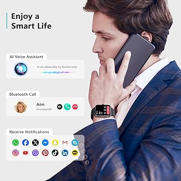 Blackview 2026 Smart Watch (Answer/Make Calls), Fitness Watch for Men and Women with Heart Rate/SpO2/Sleep Monitor/2 Straps, 100+ Sports Modes, IP68 Waterproof Activity Tracker for Android/iPhone