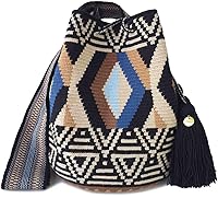 Vista 11 de Traditional WAYUU Bag, Original Crochet Crossbody, Handmade Colombian Bucket Bag, Ethical Purse, Artisanmade Mochila.