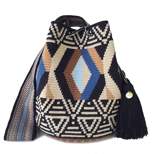 Traditional Best-Selling WAYUU Bag, Original Crochet Crossbody, Handmade Colombian Bucket Bag, Ethical Purse, Artisanmade Mochila. (Guariche)
