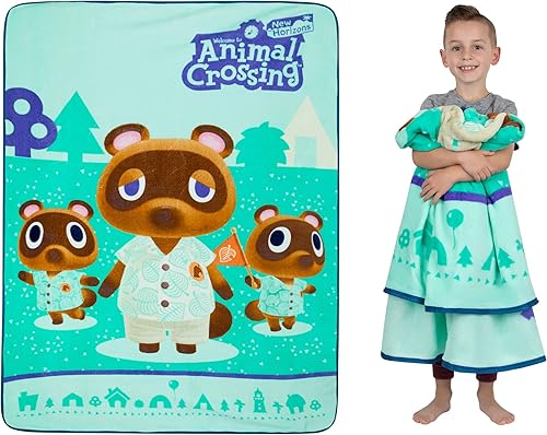 Franco - Manta de felpa supersuave con microraschel para niños, 62 in x 90 in, Animal Crossing
