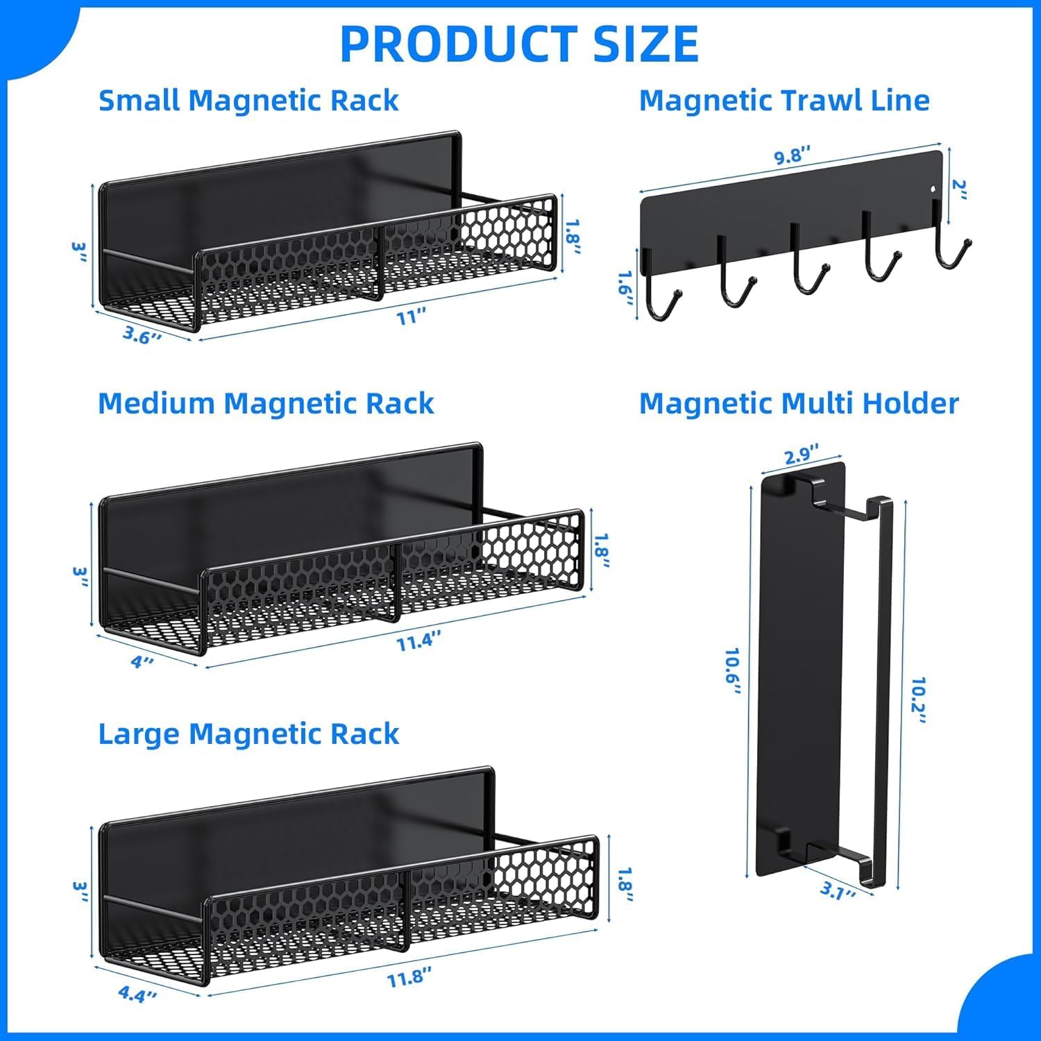 5Pcs Meta Magnetic Shelves, Suitable for Refrigerators, Washing Machines, Washer-Dryers, Ovens, and Metal Cabinets (O-5pcs)