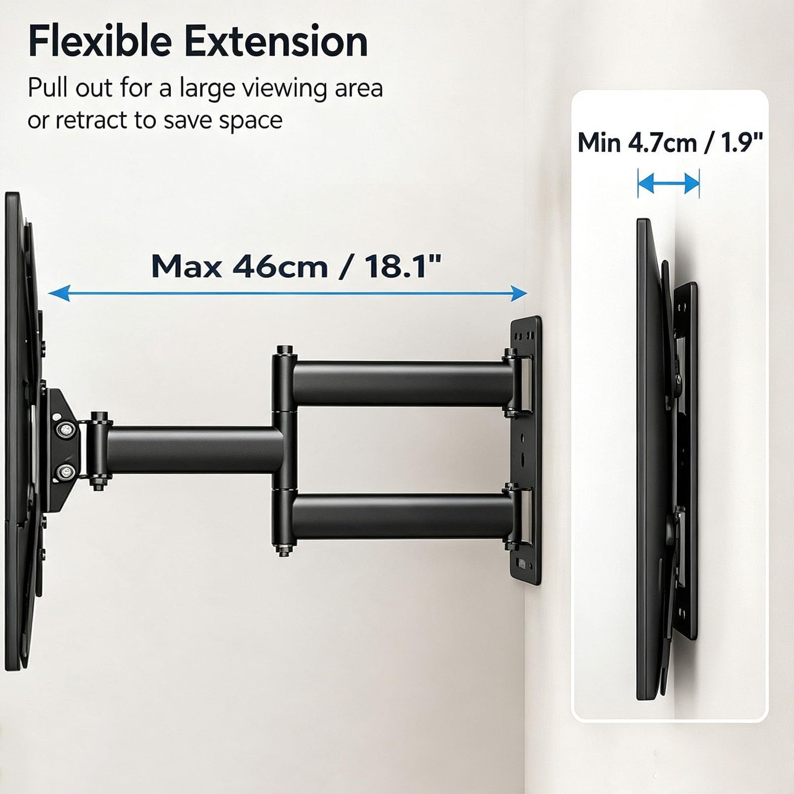 Supporto da Parete Orientabile per TV da 26 a 55 Pollici, Max 35 Kg