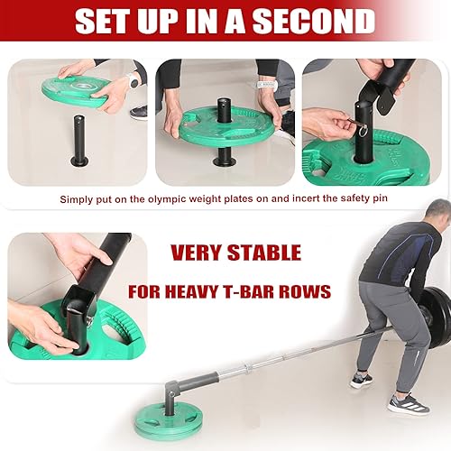 Miniatura 3 de SYL Fitness Accesorio de poste de plataforma en fila en T - Mango de fila de minas terrestres para barra de pesas - Equipo de entrenamiento de