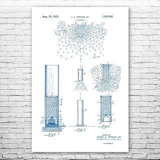 Fireworks Poster Print, Fireworks Technician, Event Planner Gift, Pyrotechnics Gifts, Fireworks Blueprint, Engineer Gift Blue & White (24 inch x 36 inch)