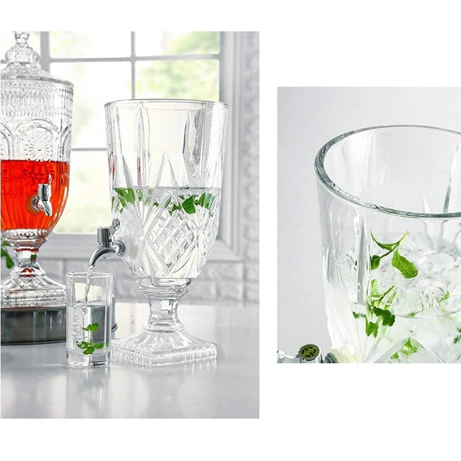 esmen 3L Klarglas-Wasserspender mit Wasserhahn, Einmachglas-Getränkespender für Partys, 100% auslaufsicherer Edelstahl-Zapfhahn mit breiter Öffnung für Partys, Bars