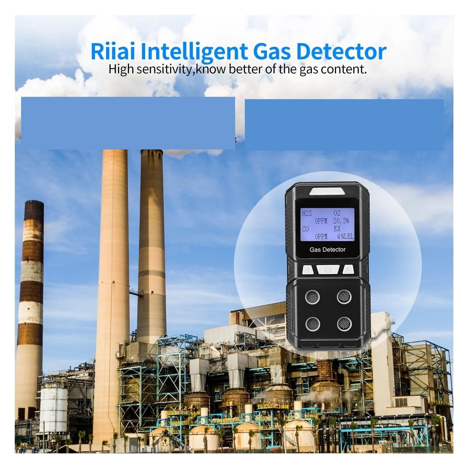 Monitor de co2, Detector De Gas Portátil 4 Monitor Multigas Recargable Analizador Calidad del Aire Medidor EX O2 H2S CO En 1 para El Trabajo Y Hogar para el hogar